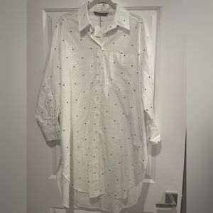 Zara Polka Dot oversized Button down shirt (NWT)